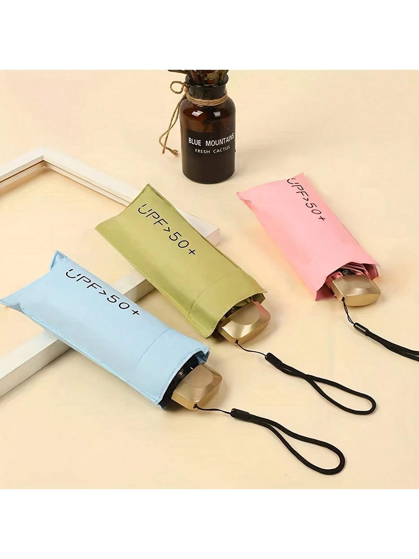 Capsule Sun Umbrella Female Sunscreen UV Protection Sun and Rain Umbrella Two-In-One Mini Five-Fold Ultra-Light and Compact Portable for School,Office,Household,Travel, Back to School Supplies
