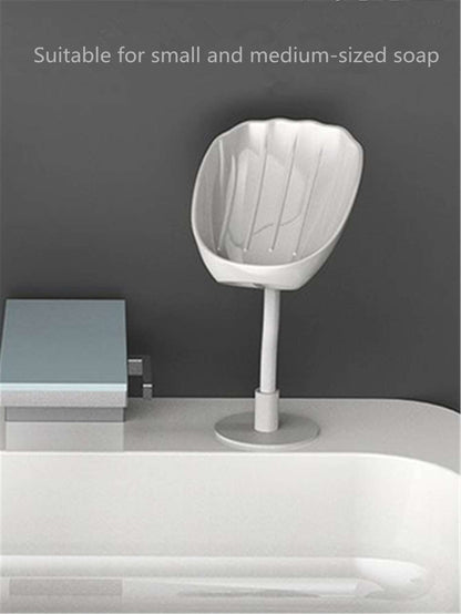 Leaf-Shaped Soap Holder with Suction Cup - Bathroom Soap Dish Tray and Container