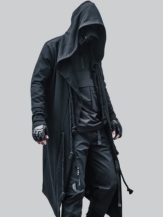 Men's Streetwear Poncho Quality Polyester Fabric Skin-friendly Casual Cardigan Coat Casual Trench Coat Rope Decoration Holiday Dress Up Clothing