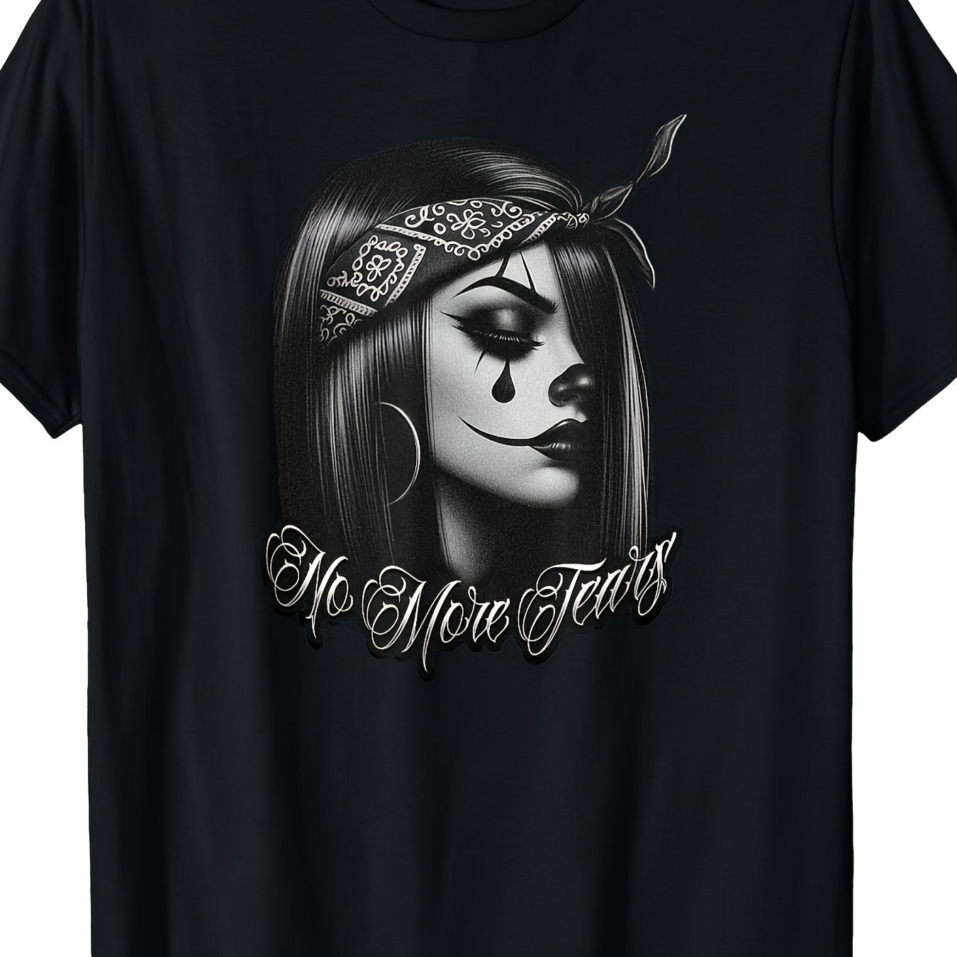 Men'S NO MORE TEARS Chicana Tattoo Chola Chicano Clown Gangster T-Shirt | Crew Neck, High Street, Short-Sleeved, Breathable, Everyday Shirt for Gym, Travel, Casual Outfits, Machine Washable, Plus Size Big & Tall Apparel, Perf