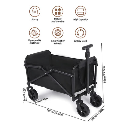 HEPFTURE FlexiLite Folding Wagon – 220LB Heavy-Duty Cart, Flat-Free Wheels, Foldable Utility Wagon for Camping & Beach