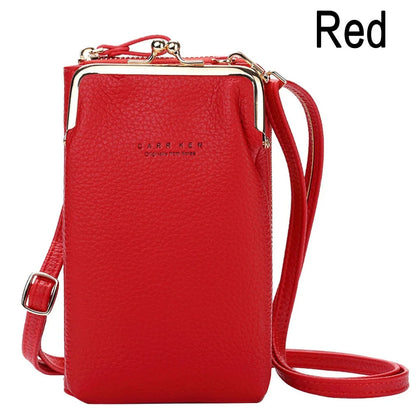 Fashion Ladies Mobile Leather Messenger Bag Clutch for with below 6.5 in Phone iphone /Samsung
