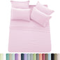 Lux Décor 6pc Solid Sheet Set - Brushed Microfiber Bed Sheets 16 Inches Deep Pockets - Embroidered & Plain Pillowcases