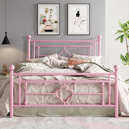 HOOMIC 14" Metal Platform Bed Frame – Vintage Victorian Wrought Iron Headboard & Footboard