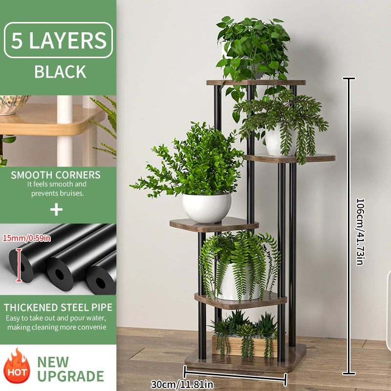 Wooden 4/5/6‑Tier Plant Stand – Multi‑Pot Display
