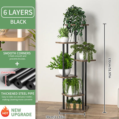 Wooden 4/5/6‑Tier Plant Stand – Multi‑Pot Display