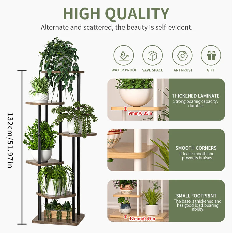 Wooden 4/5/6‑Tier Plant Stand – Multi‑Pot Display