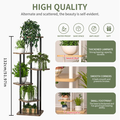 Wooden 4/5/6‑Tier Plant Stand – Multi‑Pot Display