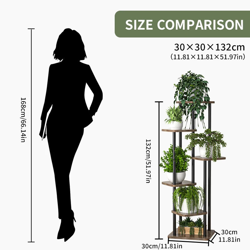 Wooden 4/5/6‑Tier Plant Stand – Multi‑Pot Display