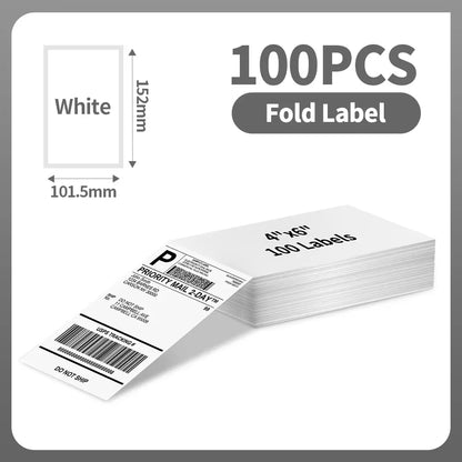 Phomemo A6 4x6inch Direct Thermal Labels 100 Labels Per stacked - shipping label FanFold Paper For PM-241BT/D520 Waybill Printer