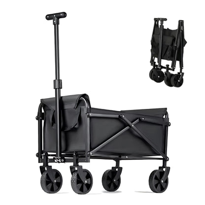 HEPFTURE FlexiLite Folding Wagon – 220LB Heavy-Duty Cart, Flat-Free Wheels, Foldable Utility Wagon for Camping & Beach