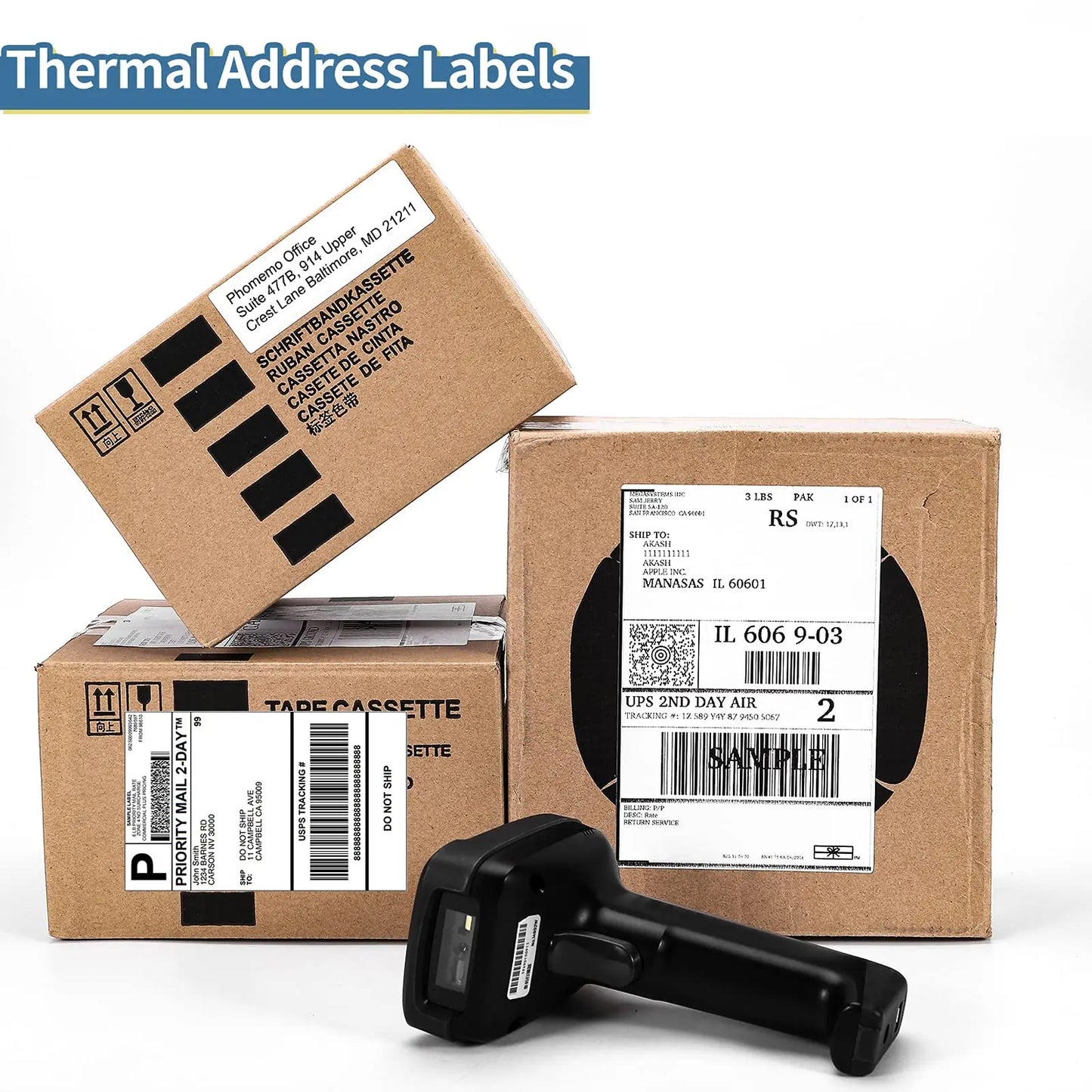 Phomemo A6 4x6inch Direct Thermal Labels 100 Labels Per stacked - shipping label FanFold Paper For PM-241BT/D520 Waybill Printer