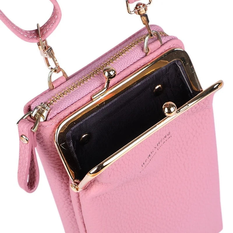 Fashion Ladies Mobile Leather Messenger Bag Clutch for with below 6.5 in Phone iphone /Samsung