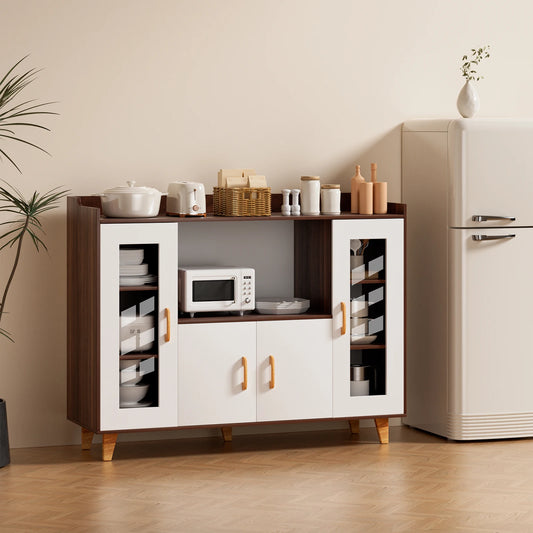 Kitchen Buffet Cabinet, Sideboard Buffet Cabinet, Kitchen Storage Cabinet with Open Shelf and 4 Doors for Kitchen, Living Room
