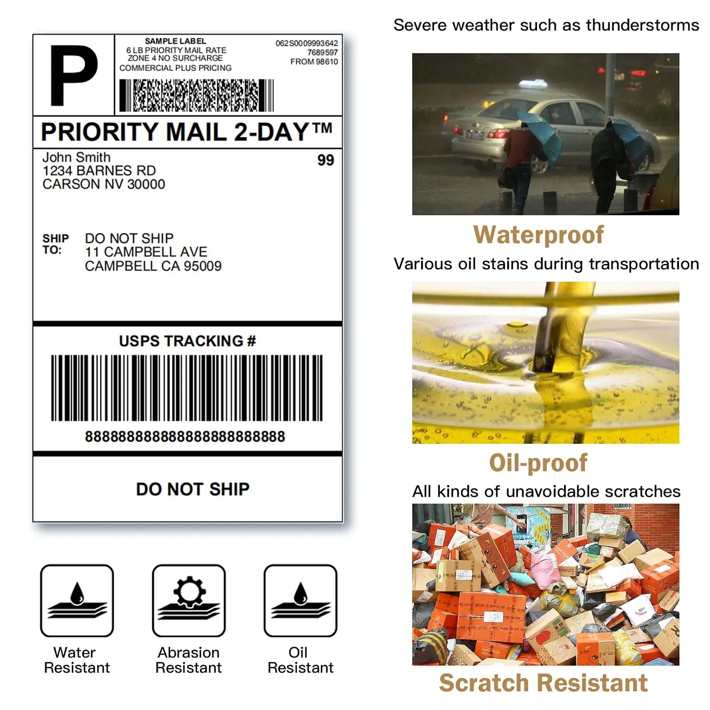 Phomemo A6 4x6inch Direct Thermal Labels 100 Labels Per stacked - shipping label FanFold Paper For PM-241BT/D520 Waybill Printer