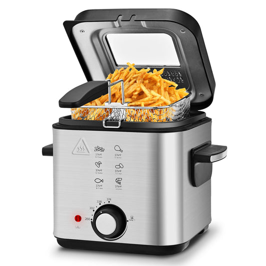 Deep Fryer 1.5L Cool Touch with Basket Nonstick Removable Lid for Street Vendors Fried Chicken Fries Pot US