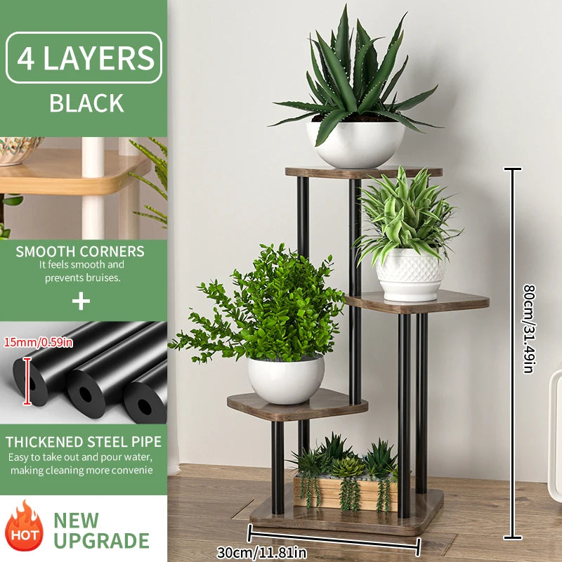 Wooden 4/5/6‑Tier Plant Stand – Multi‑Pot Display
