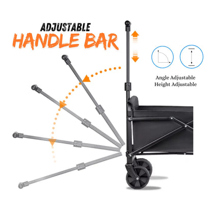 HEPFTURE FlexiLite Folding Wagon – 220LB Heavy-Duty Cart, Flat-Free Wheels, Foldable Utility Wagon for Camping & Beach