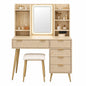 Fluted LED Vanity Set with Power Outlet & 5 Drawers
