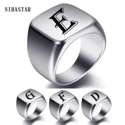 Engraved Stainless Steel Personalized Name Ring
