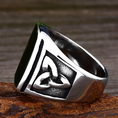Punk Titanium Steel Valknut Signet Ring