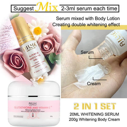 AILKE Glutathione & Vitamin C Kit, With Brightening Lotion, Moisturizing Cream, Lightening Soap, Spa Oil, Glowing Body Cream