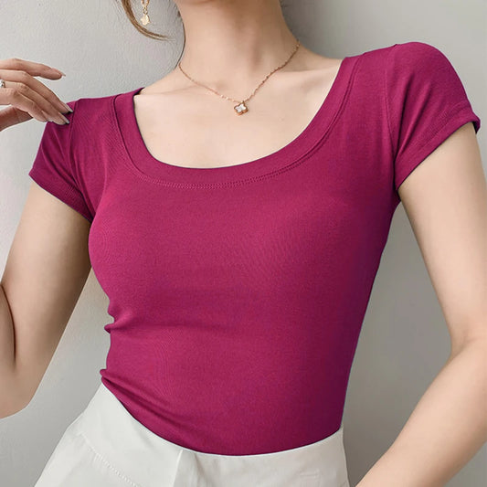 Women Cotton T Shirt Summer  Slim Top   16 Colors