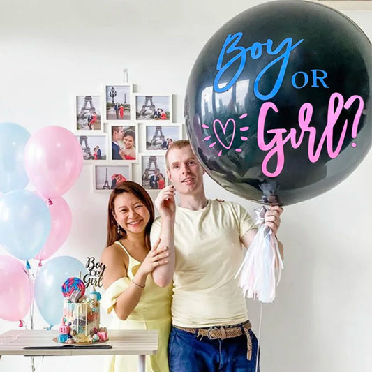 1 Set Giant Boy Or Girl Gender Reveal Black Latex Baby Shower Confetti Ballons
