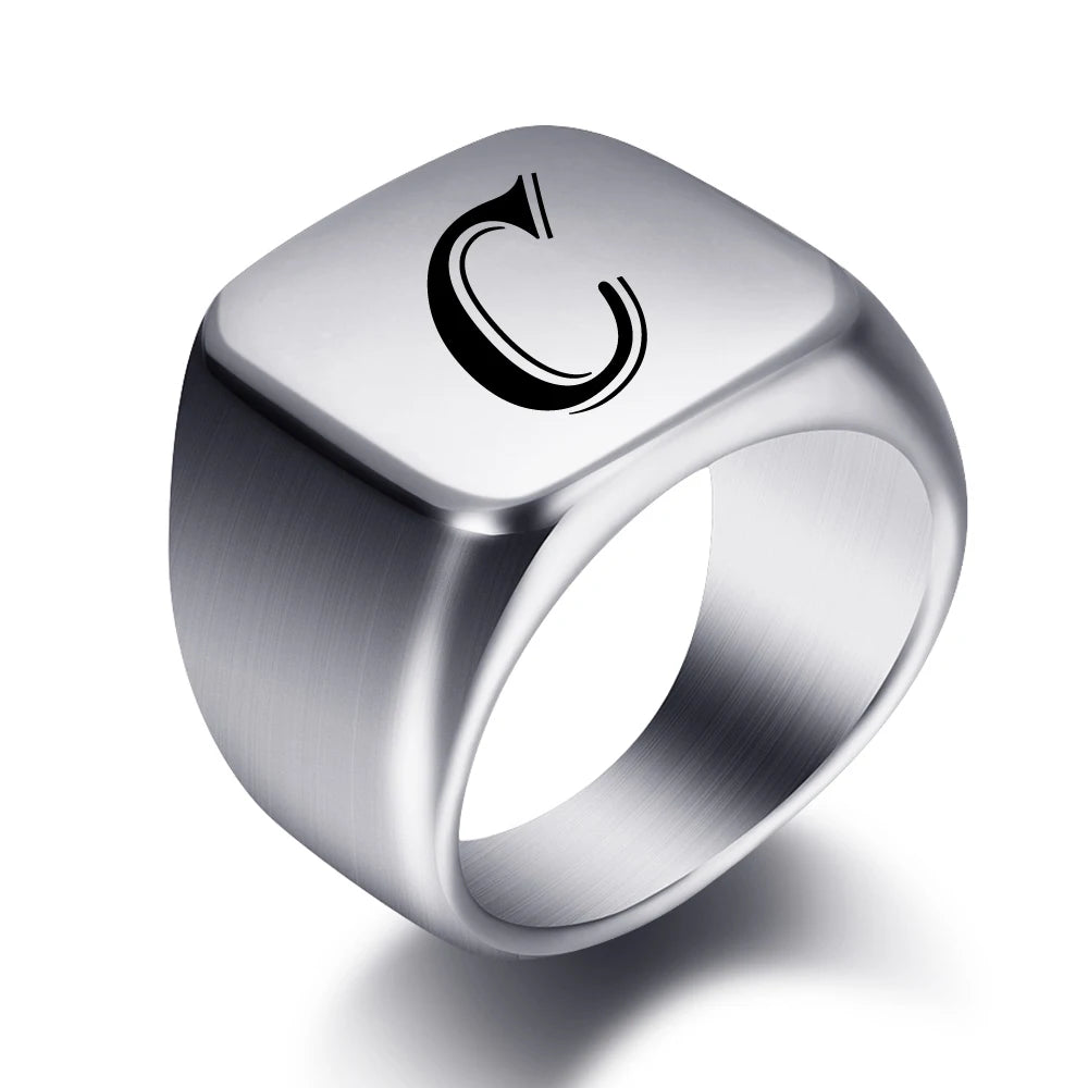 Engraved Stainless Steel Personalized Name Ring