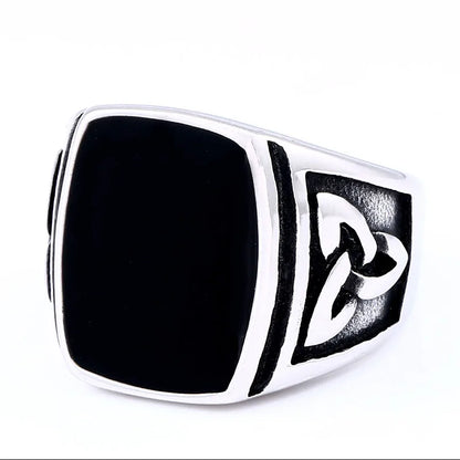 Punk Titanium Steel Valknut Signet Ring