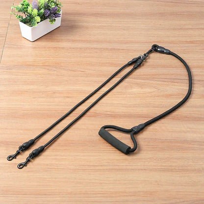 Pet Dog Leash Nylon Rope Double Dual Two Heads Dogs Leash 2 Way Coupler Harness