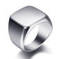 Initial Engrave Custom Rings For Men Stainless Steel Male Signet Blank Jewelry Ring Band High Polished Silver Tone U.S.Size