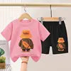 Summer Boys Sportswear Set Trendy Casual T-Shirt and Shorts Short-Sleeved Suit for Baby Boys