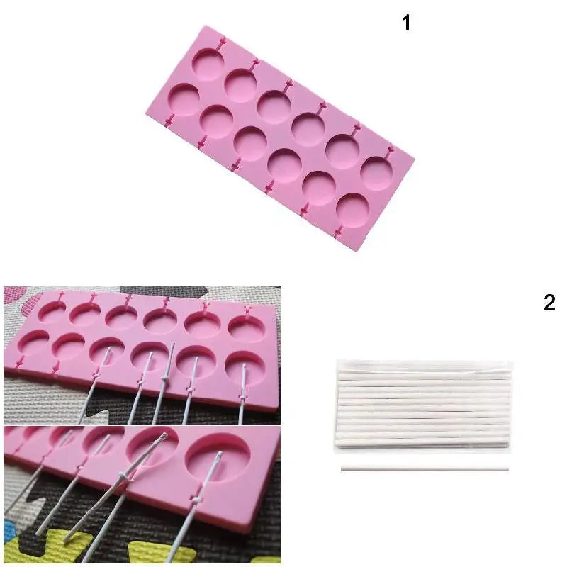 Round Silicone Lollipop Mold – Kids’ DIY Chocolate, Candy & Biscuit Baking Tool