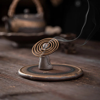 Japanese Gilding Iron Glaze Incense Holder Set Coil Burner Aromatherapy Furnace Incense Plate Mosquito Coil Bracket Diffuser