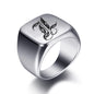 Initial Engrave Custom Rings For Men Stainless Steel Male Signet Blank Jewelry Ring Band High Polished Silver Tone U.S.Size