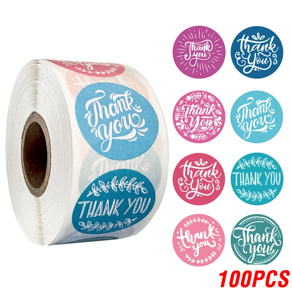 100-500 Pcs Thank You Stickers Cute Pink Gold Labels For Small Business Or Wedding Gift Decor Sticker Stationery Supplies