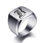 Initial Engrave Custom Rings For Men Stainless Steel Male Signet Blank Jewelry Ring Band High Polished Silver Tone U.S.Size