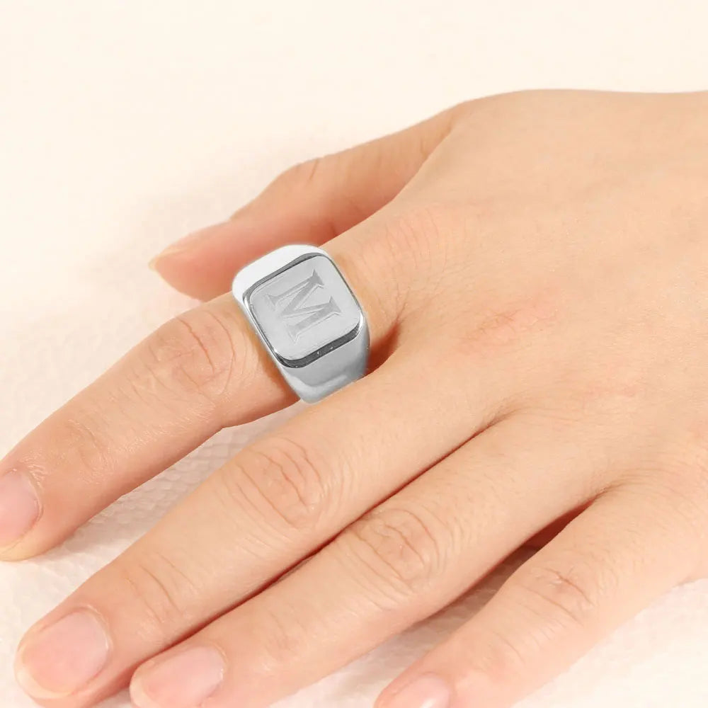 Engraved Stainless Steel Personalized Name Ring
