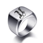 Initial Engrave Custom Rings For Men Stainless Steel Male Signet Blank Jewelry Ring Band High Polished Silver Tone U.S.Size