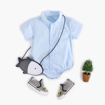 Baby Boys Bodysuits Short Sleeve Plaid Cotton