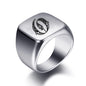 Initial Engrave Custom Rings For Men Stainless Steel Male Signet Blank Jewelry Ring Band High Polished Silver Tone U.S.Size
