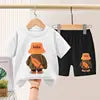 Summer Boys Sportswear Set Trendy Casual T-Shirt and Shorts Short-Sleeved Suit for Baby Boys