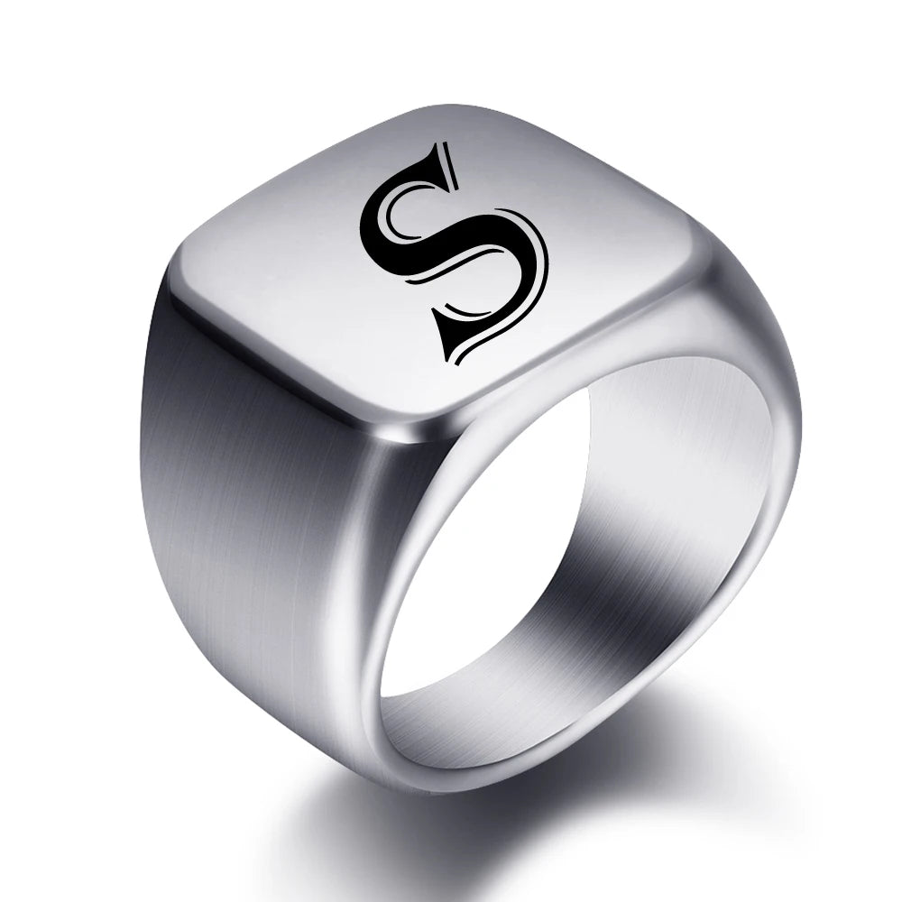 Engraved Stainless Steel Personalized Name Ring