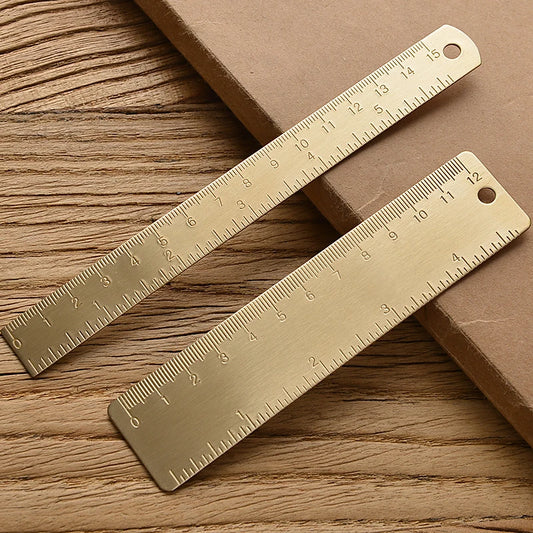 Vintage Brass Measuring Ruler – Creative Straight Ruler, Triangle Ruler & Protractor for Students and Stationery Lovers