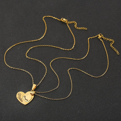 Stainless Steel Necklaces Sliver Color Mother And Daughter Nameplate Pendant Long Necklace Cable Chain Mother's Day Gift Jewelry