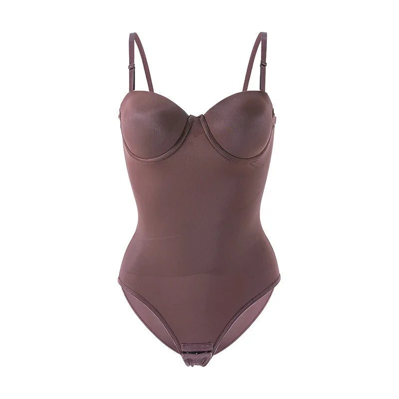 Women's Breathable Strapless Seamless Shapewear Bodysuit Slimming Body Shaper Tummy Control Detachable Shoulder Strap Female