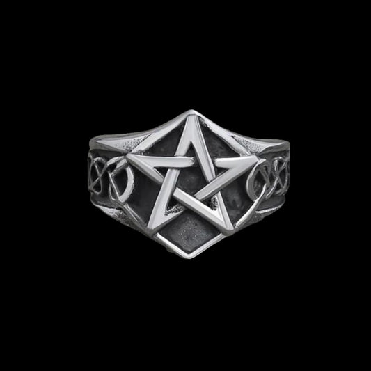 Celtic Knot Pentagram Ring – Gothic Stainless Steel Pagan Star