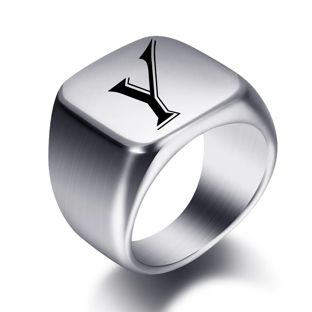 Engraved Stainless Steel Personalized Name Ring