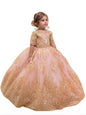 Rose Gold Lace Applique Flower Girl Dress (Floor‑Length · Princess Gown · Formal Events)